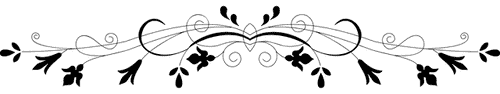 Dekoratives florales Ornament mit geschwungenen Ranken und Blättern in Schwarz